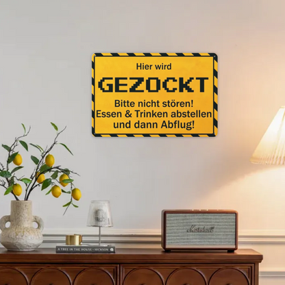 Gamer Do Not Disturb Warning Yellow Tin Sign