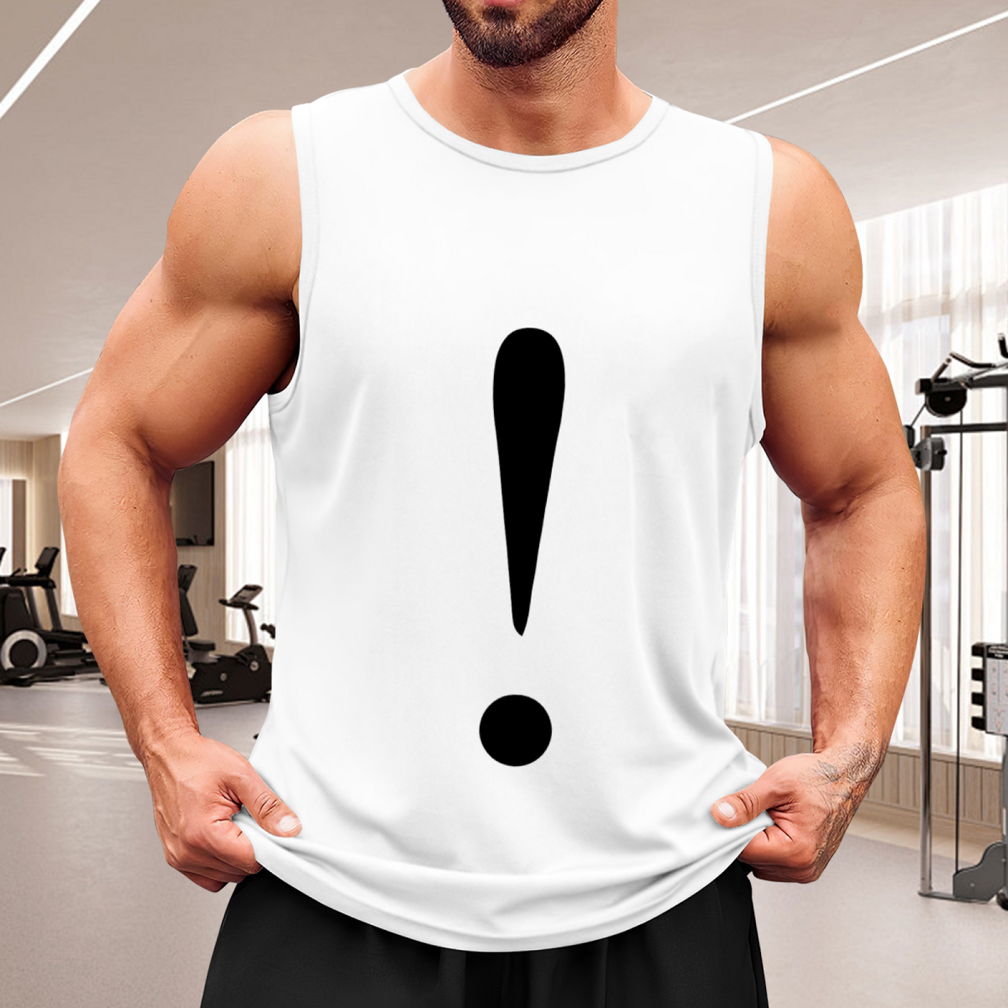 Minimalist Big Exclamation Mark Simple Graphic Men Tank Top