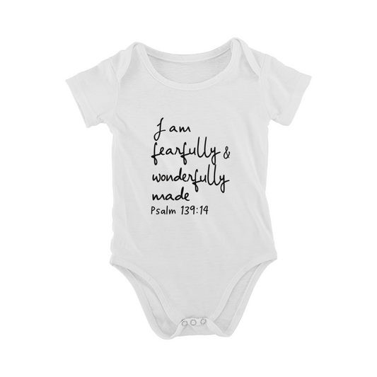 I Am Fearfully & Wonderfully Made Psalm 139:14 Faith Baby Romper