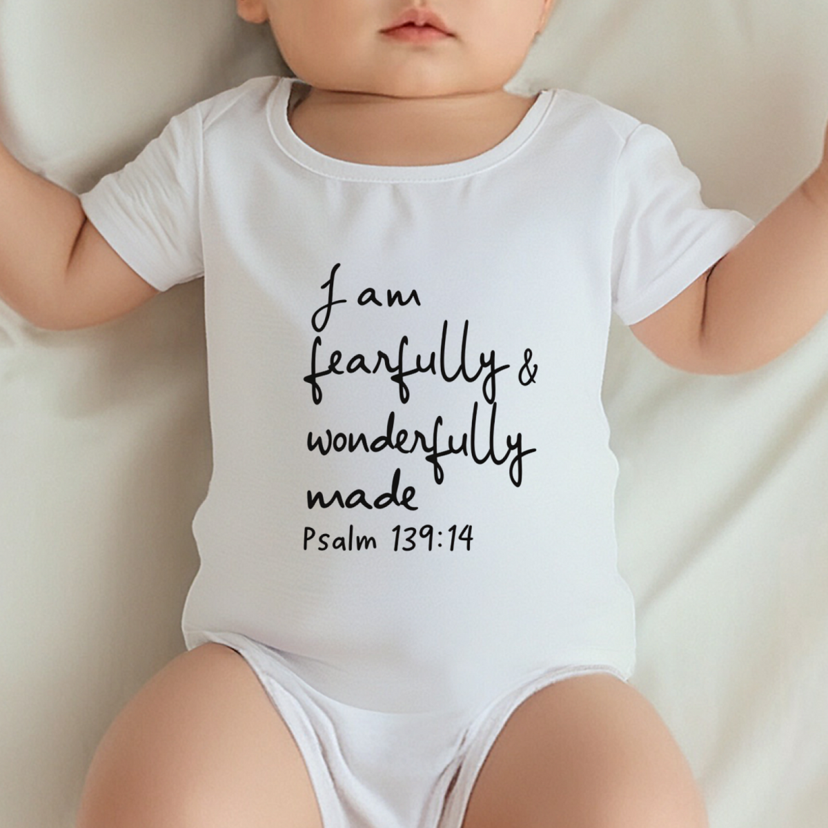 I Am Fearfully & Wonderfully Made Psalm 139:14 Faith Baby Romper