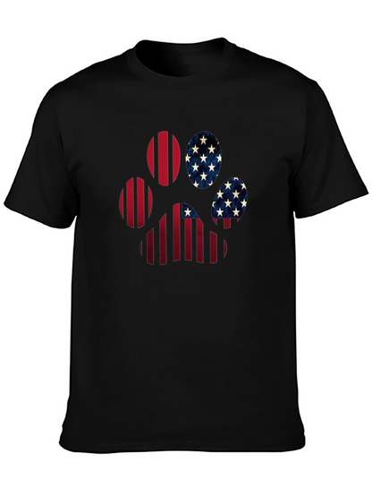 Patriotic Paw Print T-Shirt - USA Flag Design