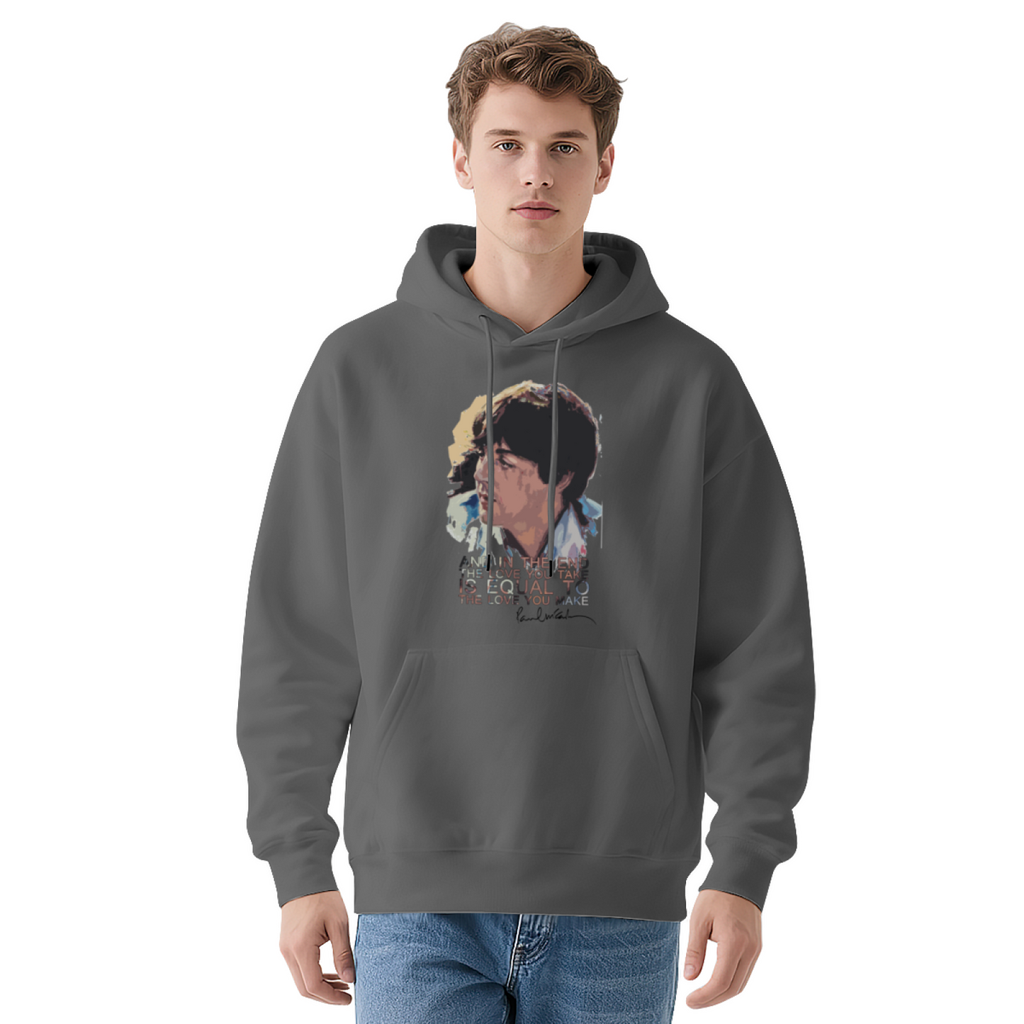 The Beatles Classic Lyric Portrait Black Hoodie, Soft Nostalgic Music Fan Pullover