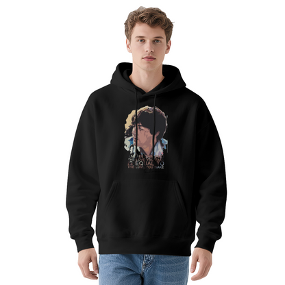 The Beatles Classic Lyric Portrait Black Hoodie, Soft Nostalgic Music Fan Pullover
