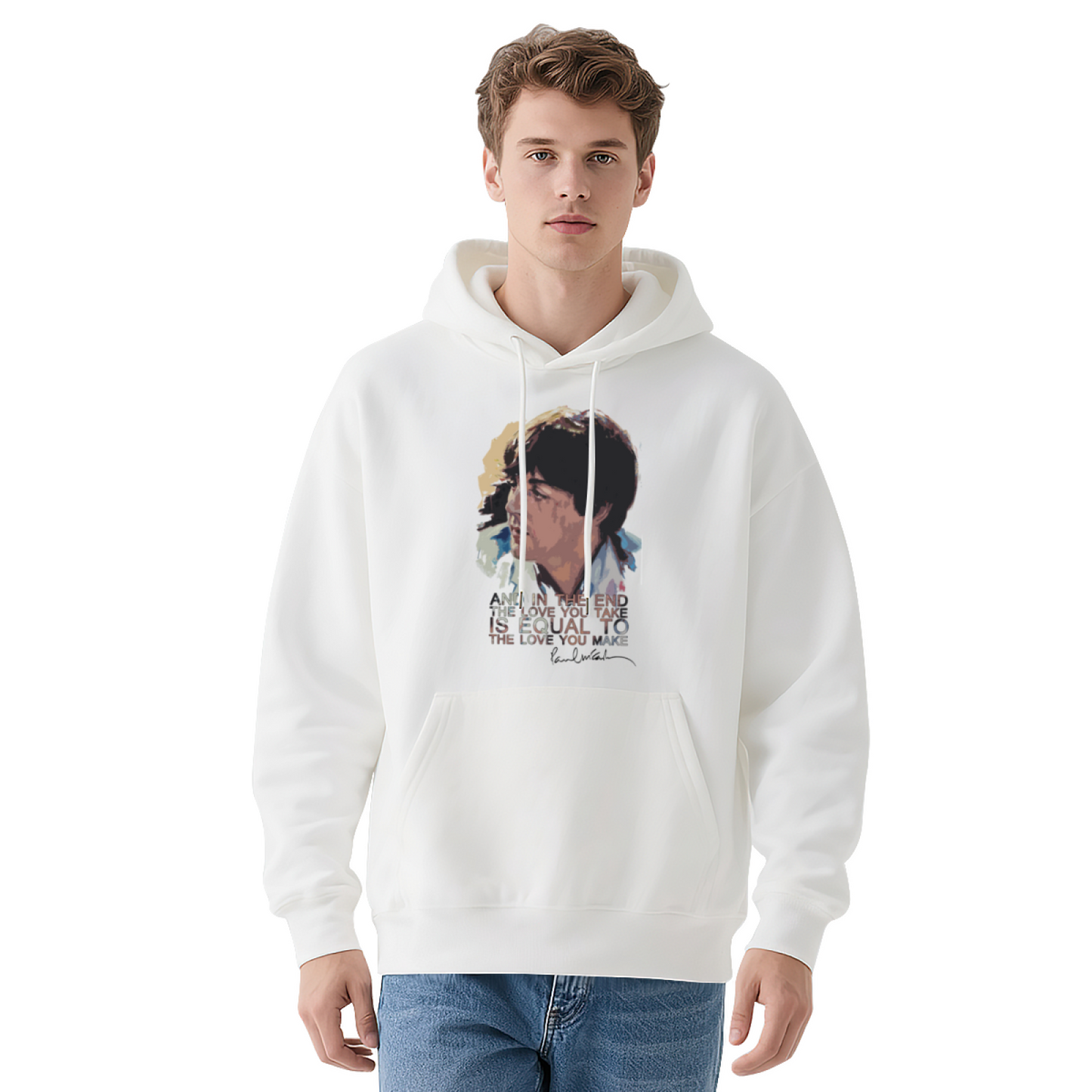 The Beatles Classic Lyric Portrait Black Hoodie, Soft Nostalgic Music Fan Pullover