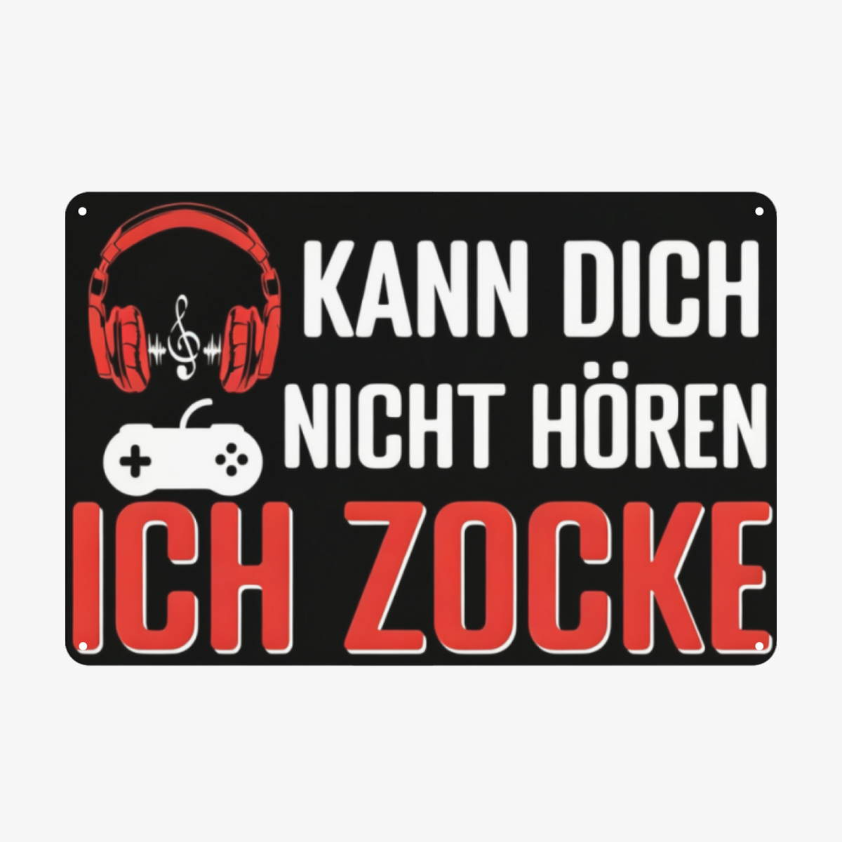 Gamer Headset Red Black Funny Metal Sign