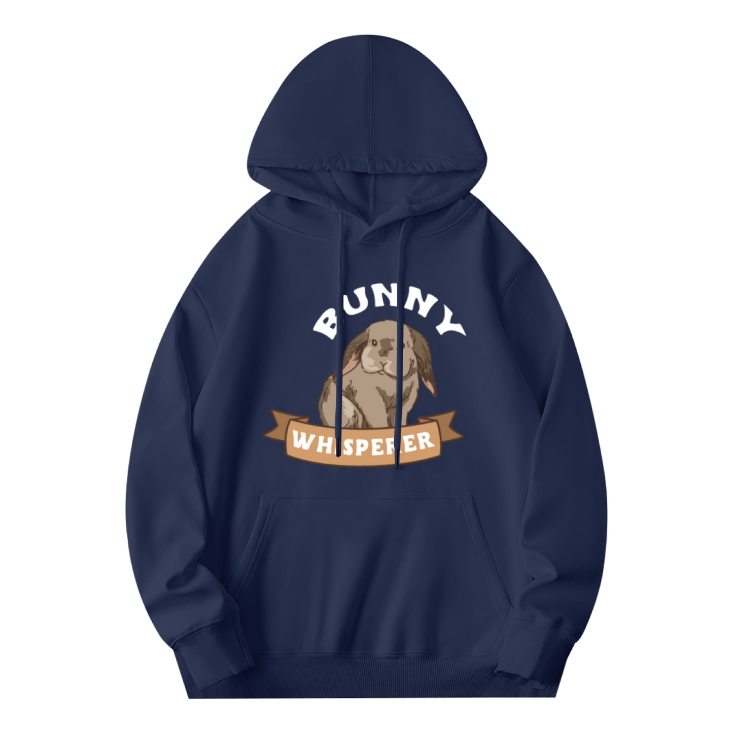 Cute Bunny Whisperer Animal Print Navy Hoodie, Unisex Soft Relax Comfort Hoodie
