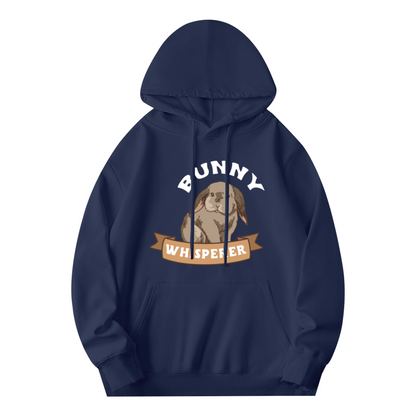 Cute Bunny Whisperer Animal Print Navy Hoodie, Unisex Soft Relax Comfort Hoodie