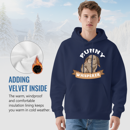 Cute Bunny Whisperer Animal Print Navy Hoodie, Unisex Soft Relax Comfort Hoodie