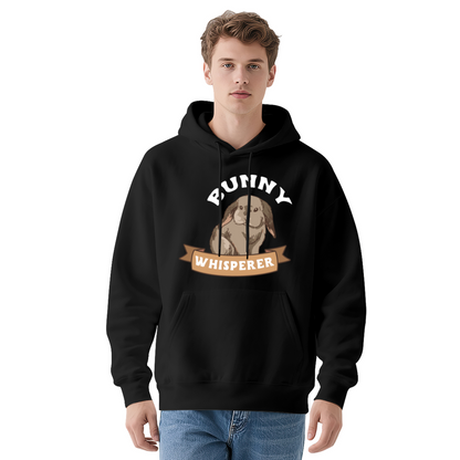 Cute Bunny Whisperer Animal Print Navy Hoodie, Unisex Soft Relax Comfort Hoodie