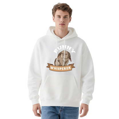 Cute Bunny Whisperer Animal Print Navy Hoodie, Unisex Soft Relax Comfort Hoodie