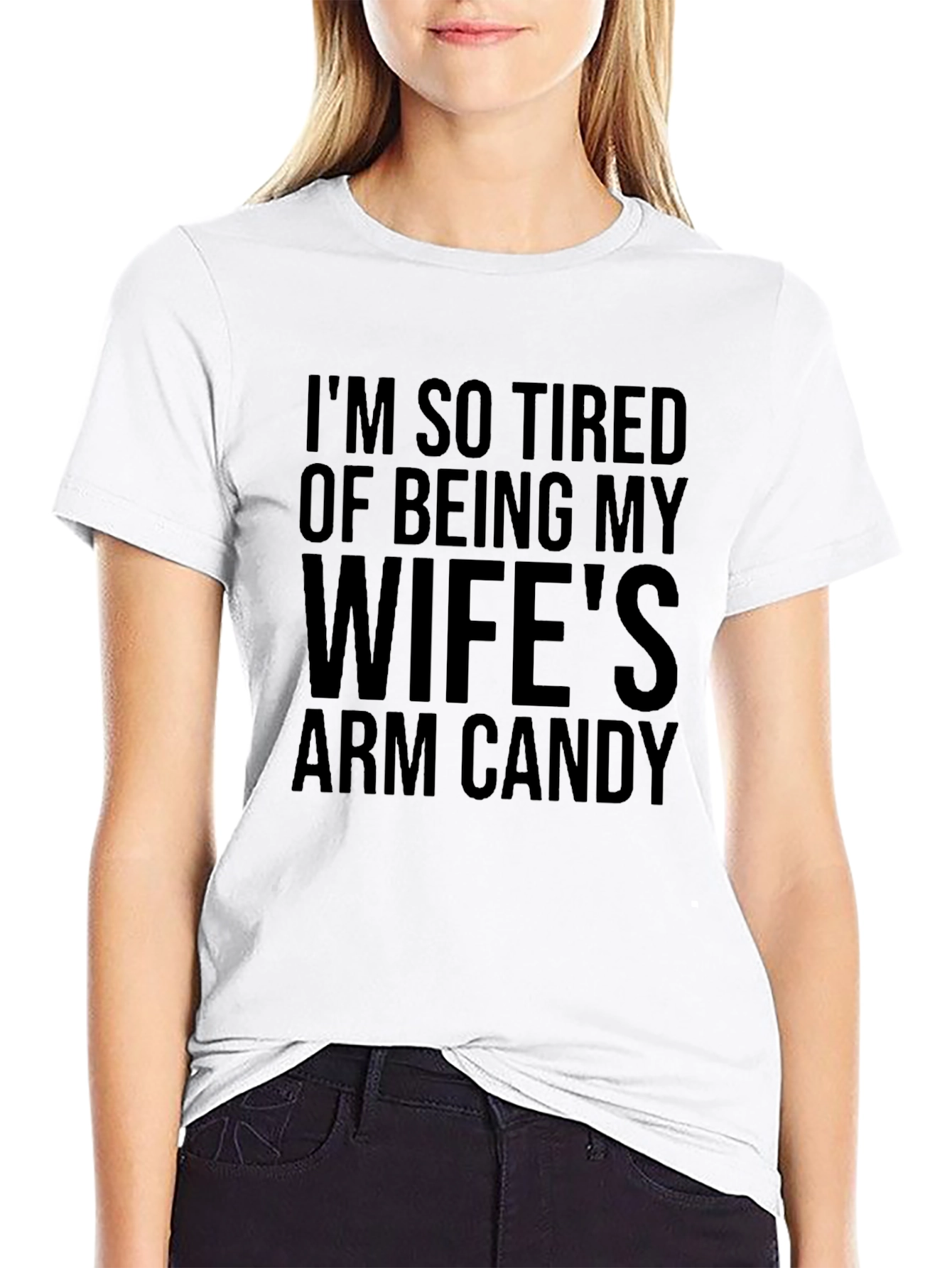 Funny Mens Black T-Shirt - Wifes Arm Candy