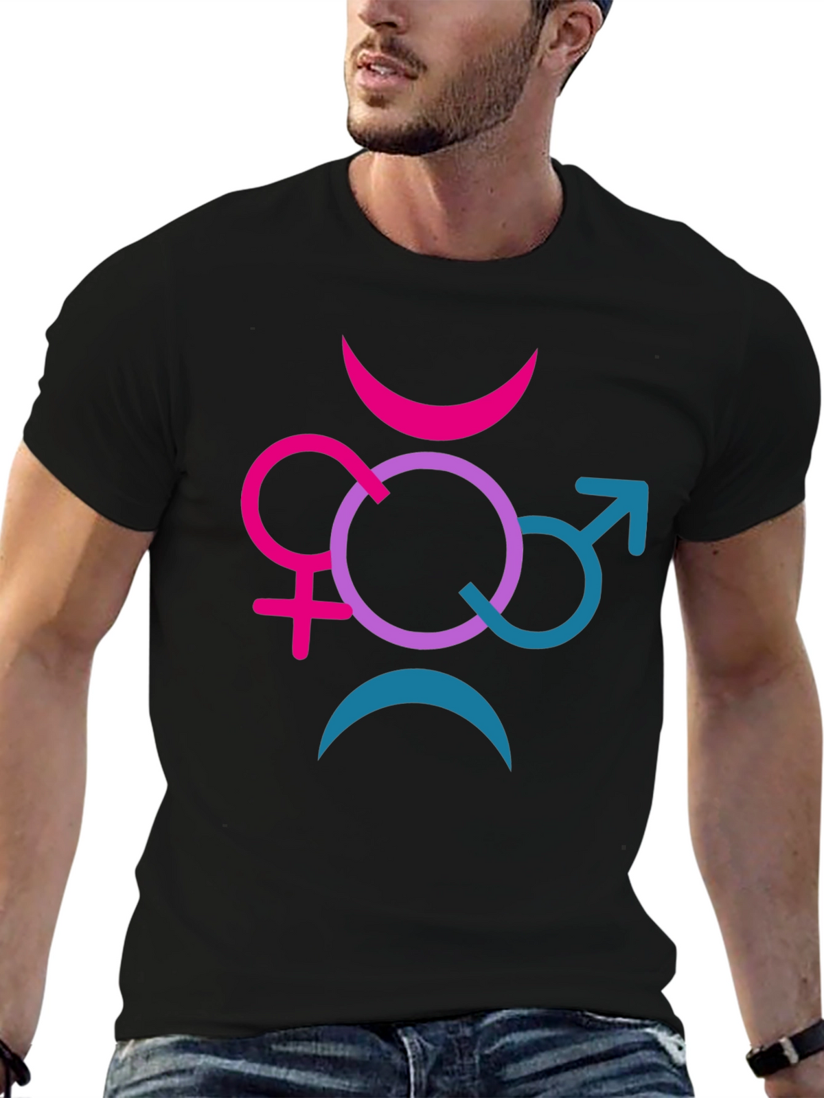 Bisexual Pride T-Shirt with Gender Symbol Design