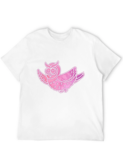 Pink Owl Graphic T-Shirt - Mens Casual Tee
