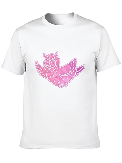 Pink Owl Graphic T-Shirt - Mens Casual Tee
