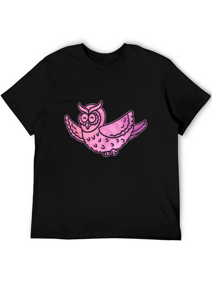 Pink Owl Graphic T-Shirt - Mens Casual Tee