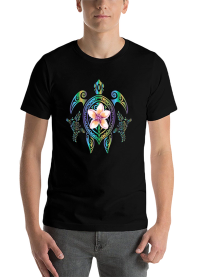 Floral Turtle Graphic Black T-Shirt
