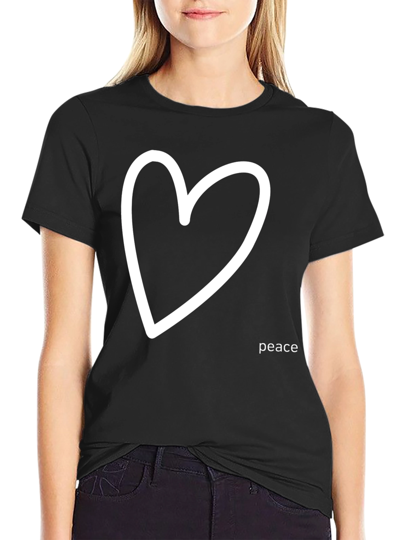 Peace Heart Graphic Tee - Black
