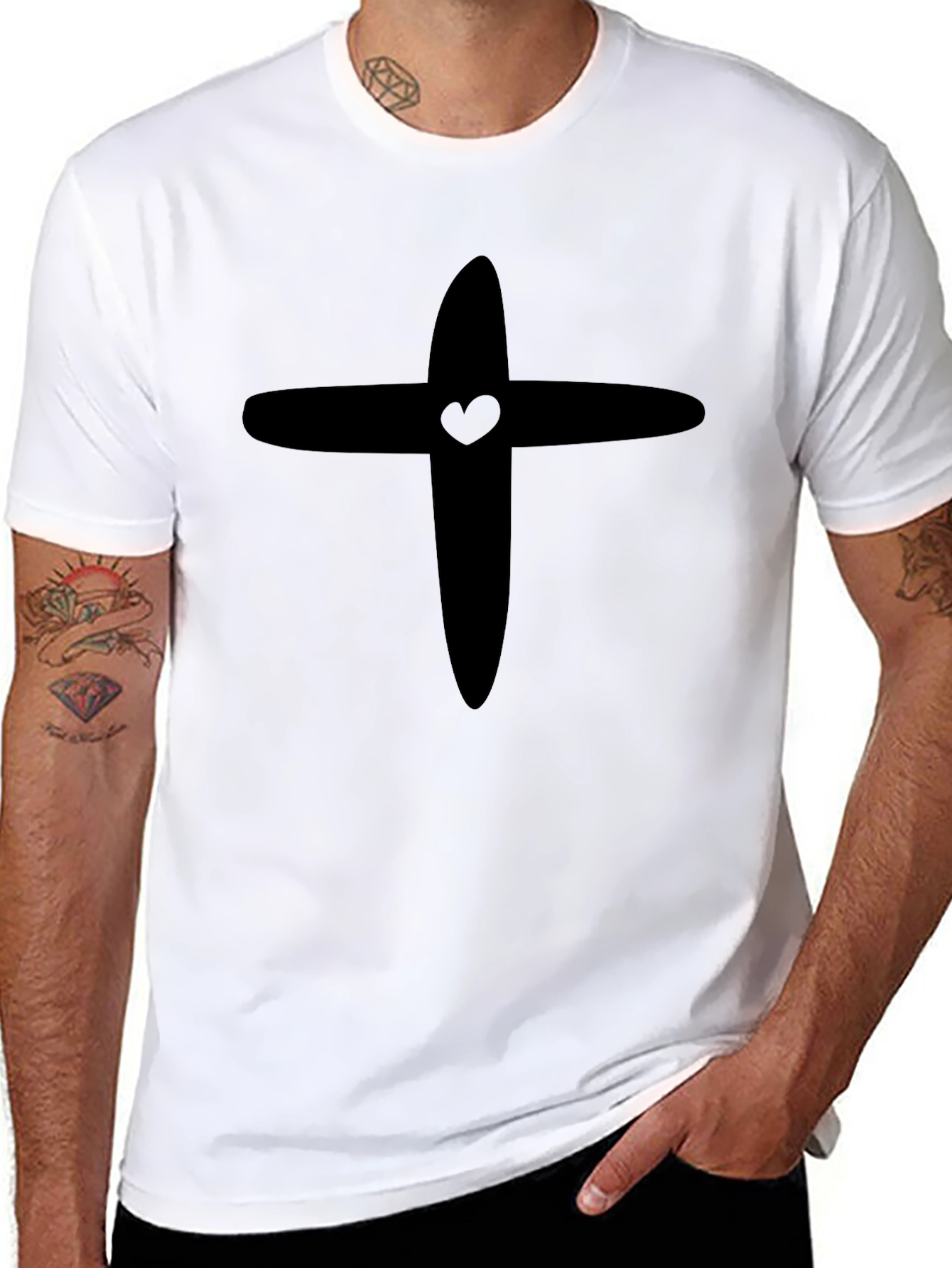 Heart Cross Graphic Tee - Black