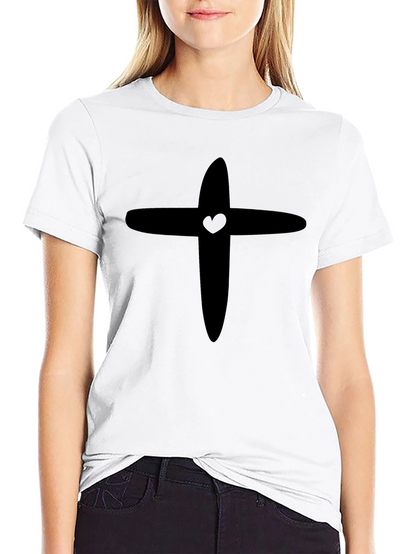 Heart Cross Graphic Tee - Black