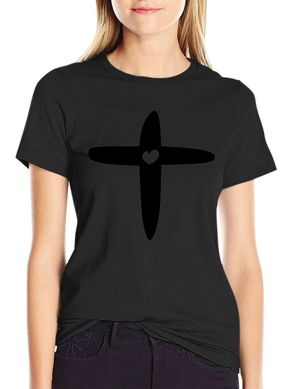 Heart Cross Graphic Tee - Black