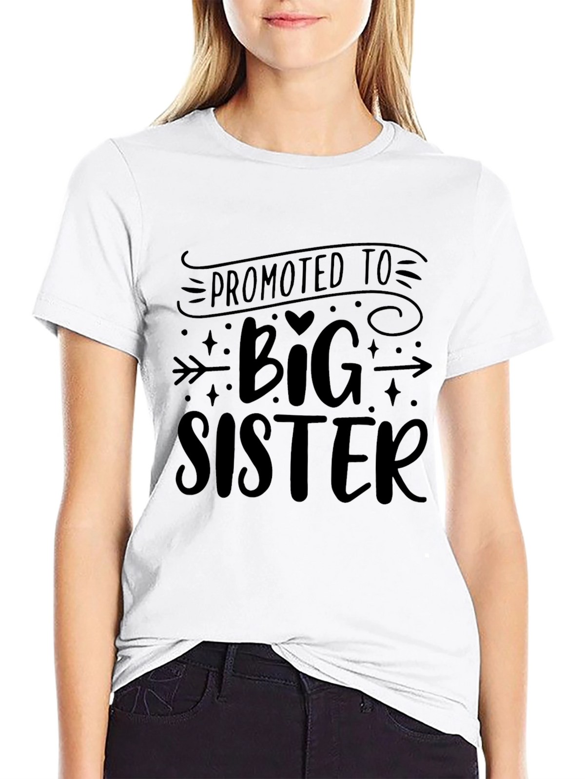 Promoted to Big Sister Graphic Tee - Black
