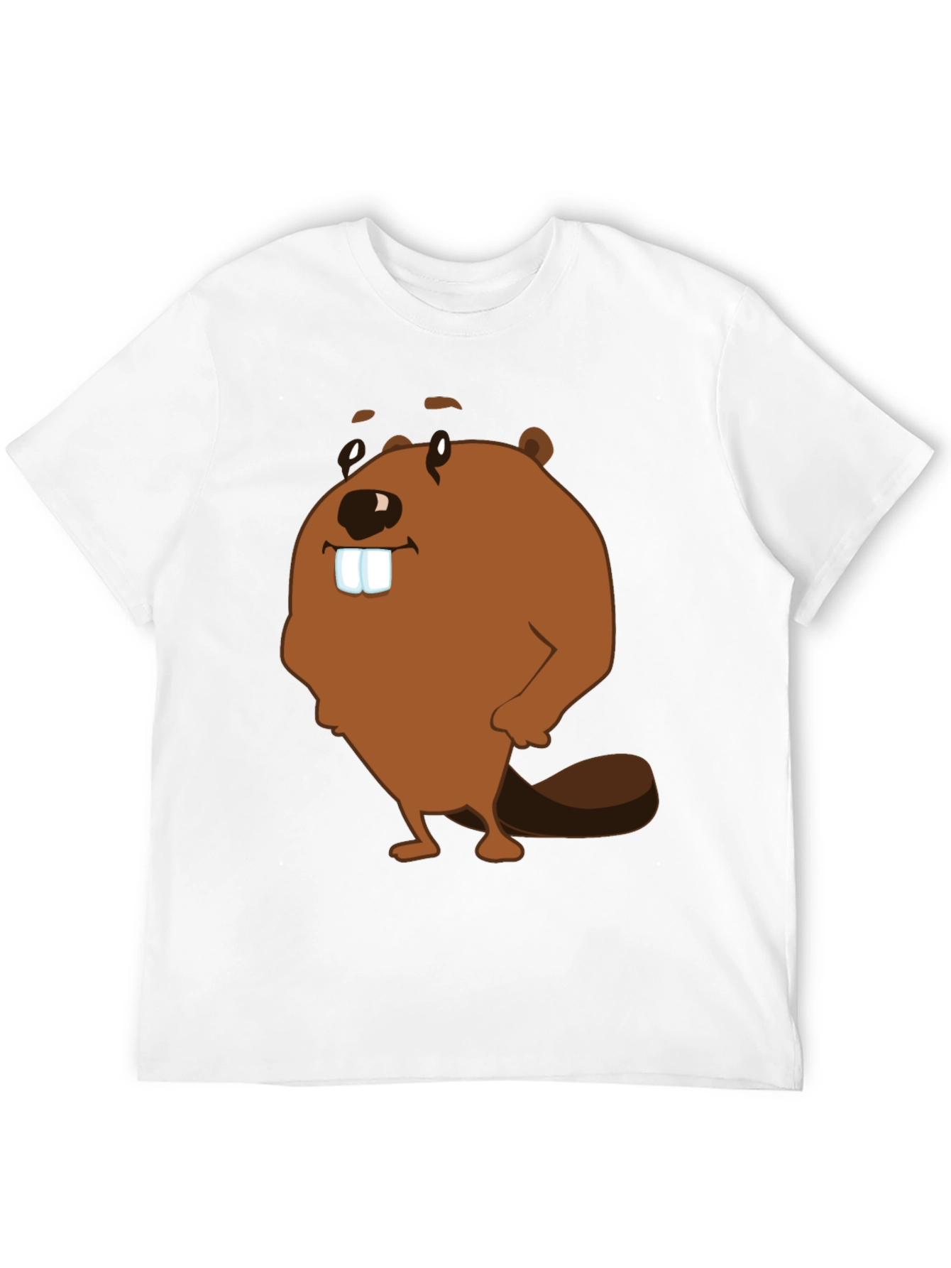 Funny Beaver Cartoon Graphic Print T-Shirt