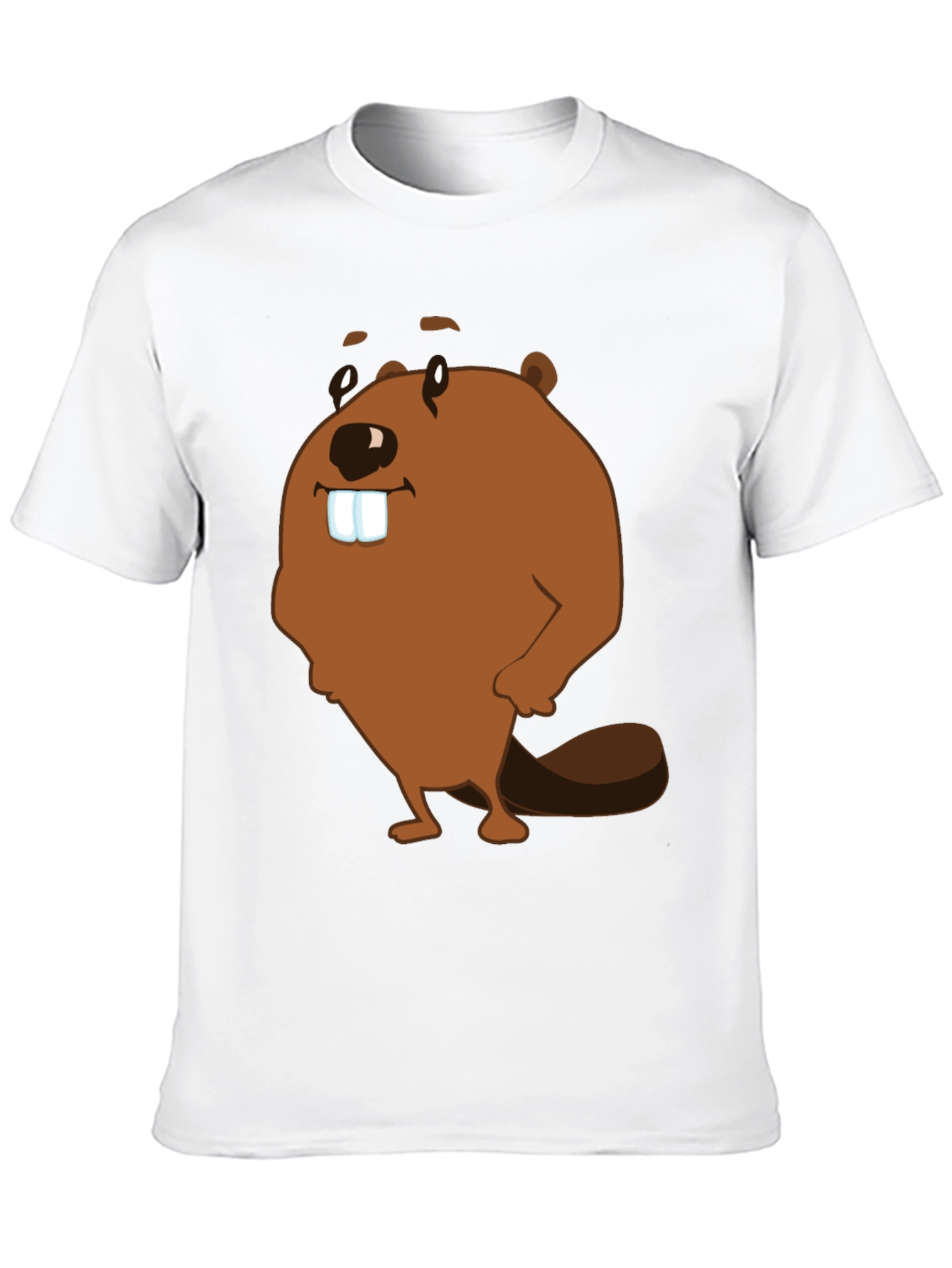 Funny Beaver Cartoon Graphic Print T-Shirt