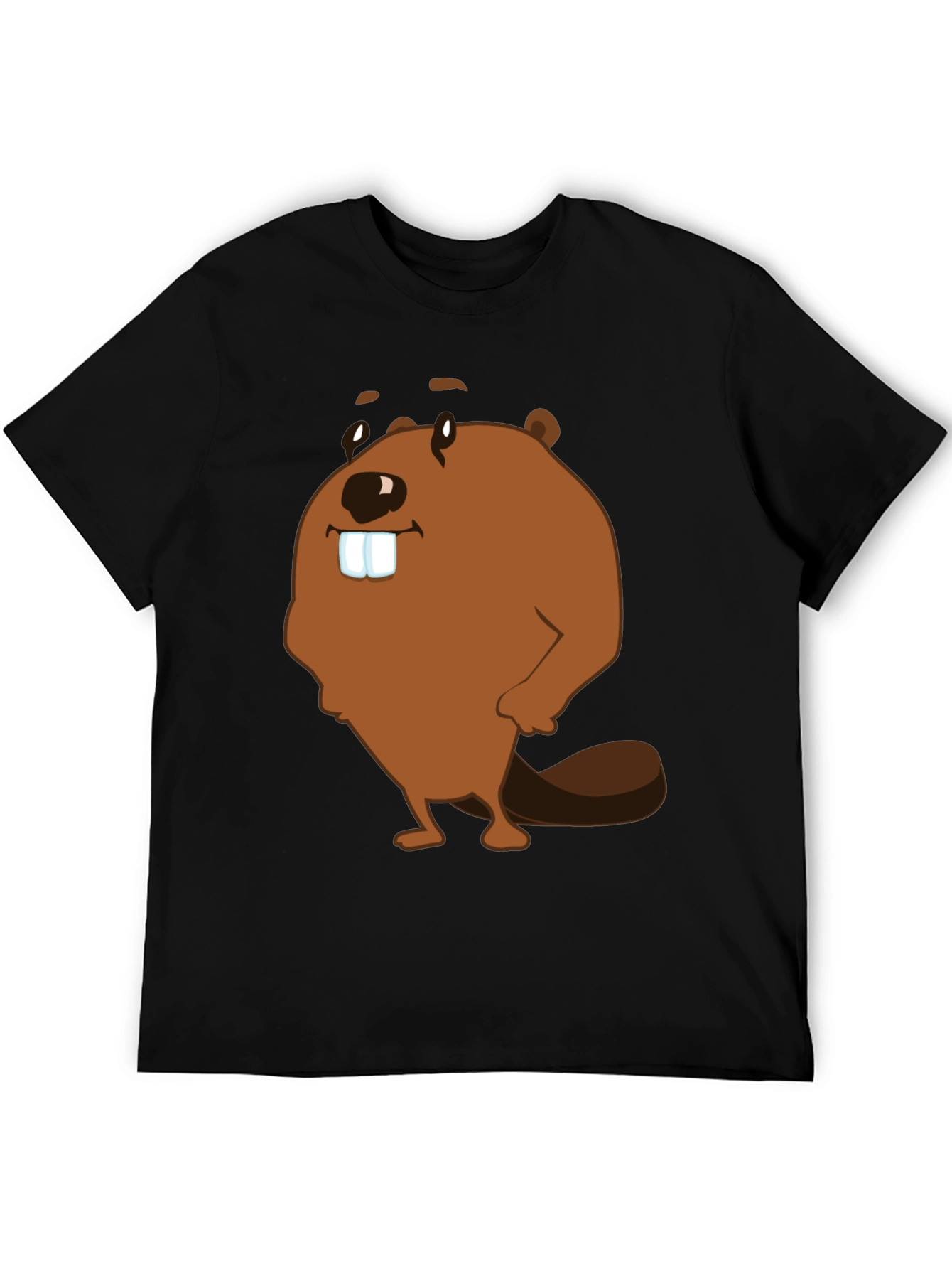 Funny Beaver Cartoon Graphic Print T-Shirt