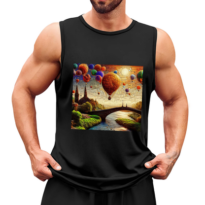 Hot Air Balloon Fantasy Town Art Landscape Men¡¯s Tank Top