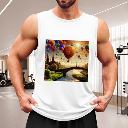 Hot Air Balloon Fantasy Town Art Landscape Men¡¯s Tank Top