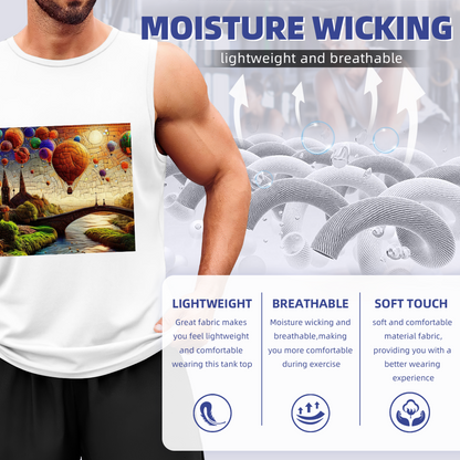 Hot Air Balloon Fantasy Town Art Landscape Men¡¯s Tank Top