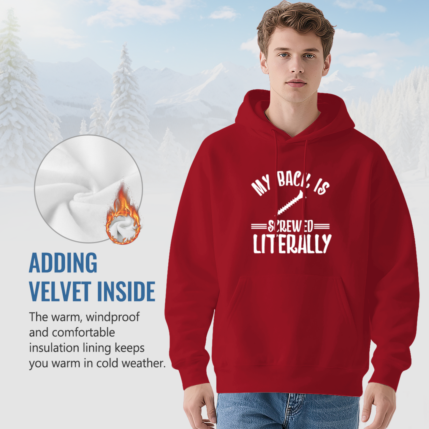 My Back Is Screwed Literally Screw Graphic Funny Hoodie, Men Relax Comfort Top