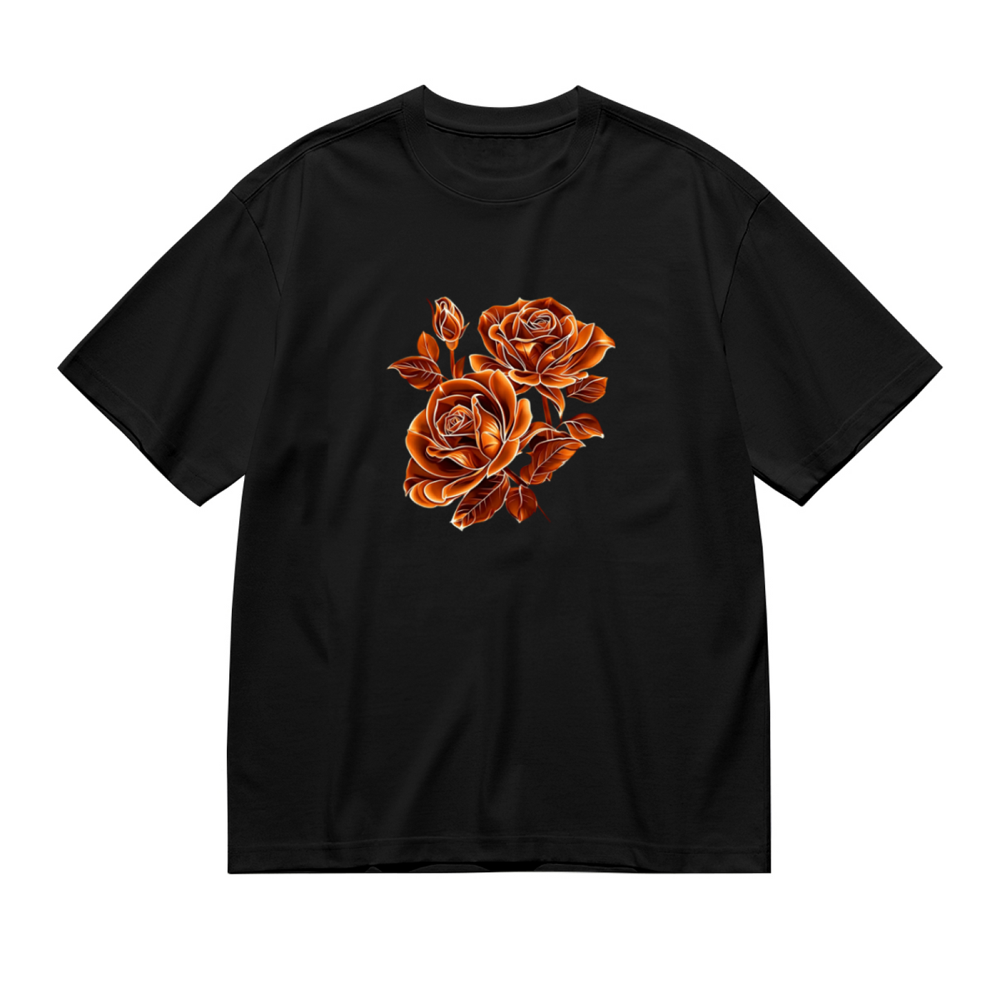 Vintage Burnt Orange Roses Graphic Plus Size Women Printed T-Shirt