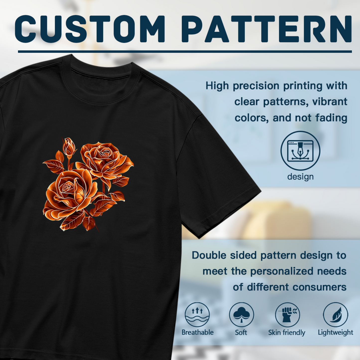 Vintage Burnt Orange Roses Graphic Plus Size Women Printed T-Shirt