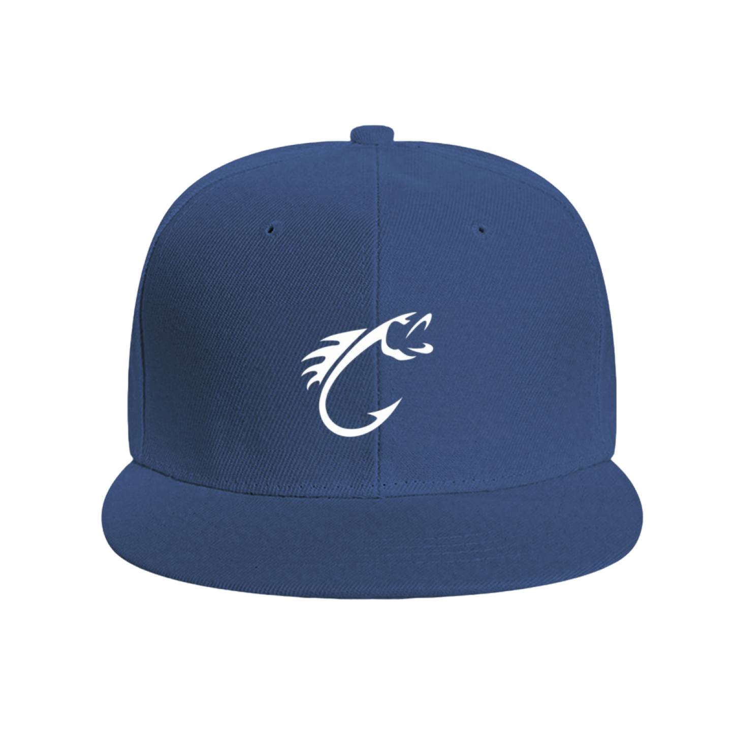 Minimal Fish Hook Fish Logo Royal Blue Fishing Sun Snapback