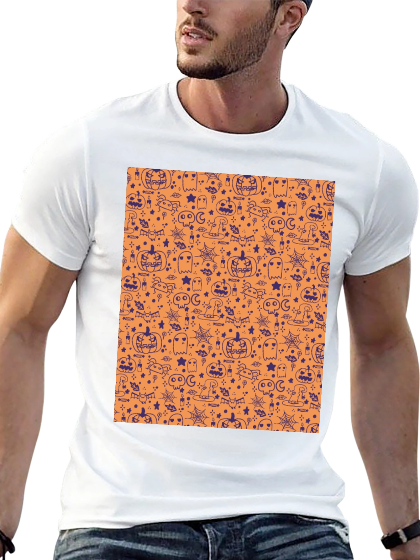 Halloween Pattern T-Shirt - Spooky Season Tee