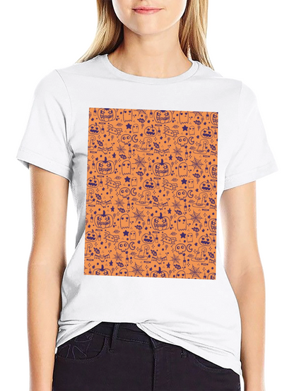 Halloween Pattern T-Shirt - Spooky Season Tee