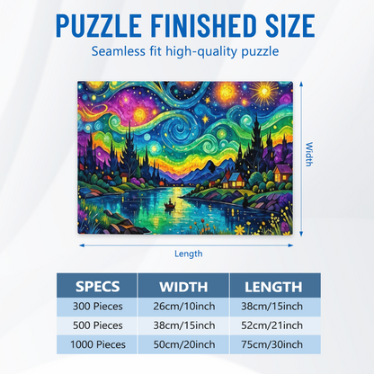 Colorful Starry Night River Valley Fantasy Van Gogh Style Puzzle