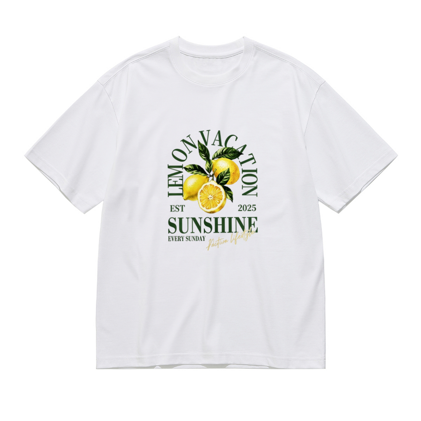 LEMON ON VACATION Sunshine Summer Fruit Retro Letter Print Plus Size Women¡¯s T-Shirt