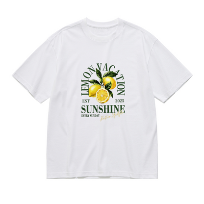 LEMON ON VACATION Sunshine Summer Fruit Retro Letter Print Plus Size Women¡¯s T-Shirt