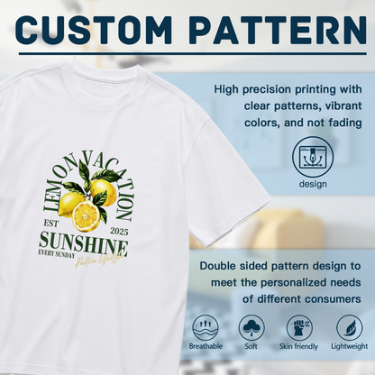 LEMON ON VACATION Sunshine Summer Fruit Retro Letter Print Plus Size Women¡¯s T-Shirt