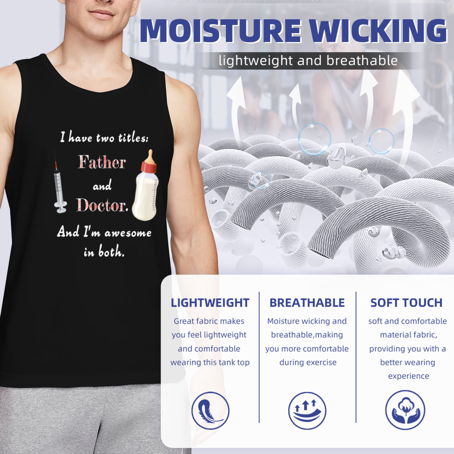 Two Titles Father & Doctor Dad Life Graphic Men Tank Shirt