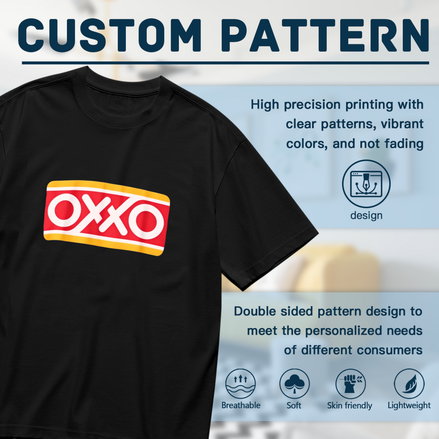 Classic OXXO Store Logo Bold Print Plus Size Ladies Black Short Sleeve T-Shirt