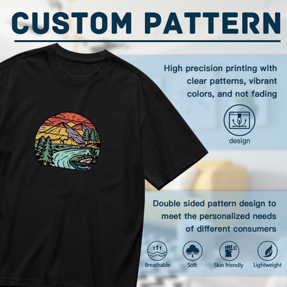Retro Mountain Sunset Outdoor Camping Vintage Tee
