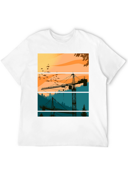 Crane Silhouette Graphic Tee - Construction Theme Shirt