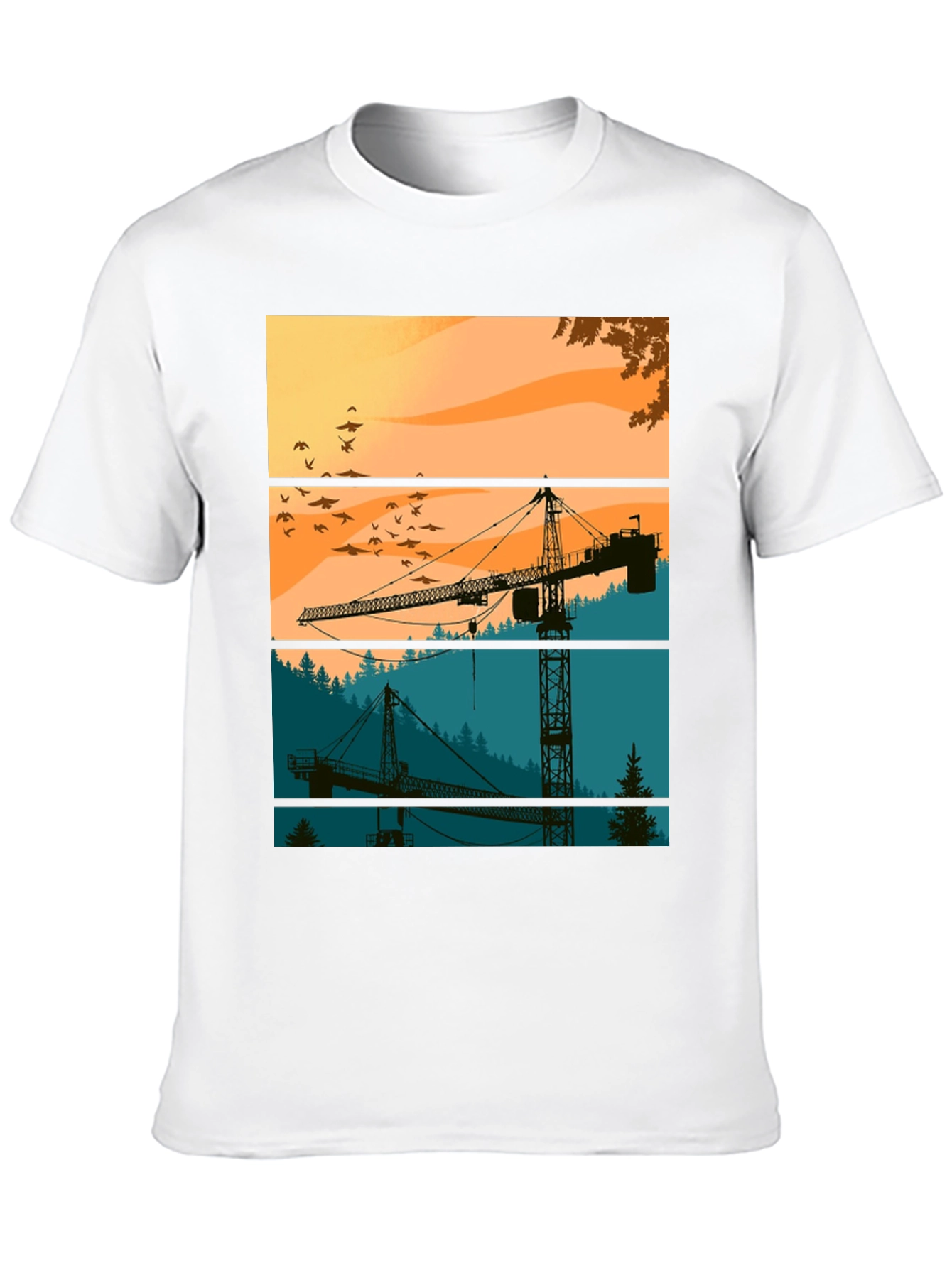 Crane Silhouette Graphic Tee - Construction Theme Shirt