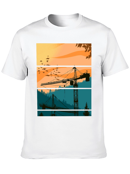 Crane Silhouette Graphic Tee - Construction Theme Shirt