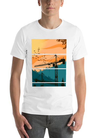 Crane Silhouette Graphic Tee - Construction Theme Shirt