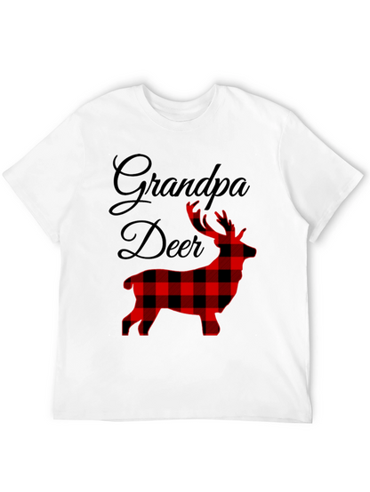 Grandpa Deer Plaid Graphic T-Shirt
