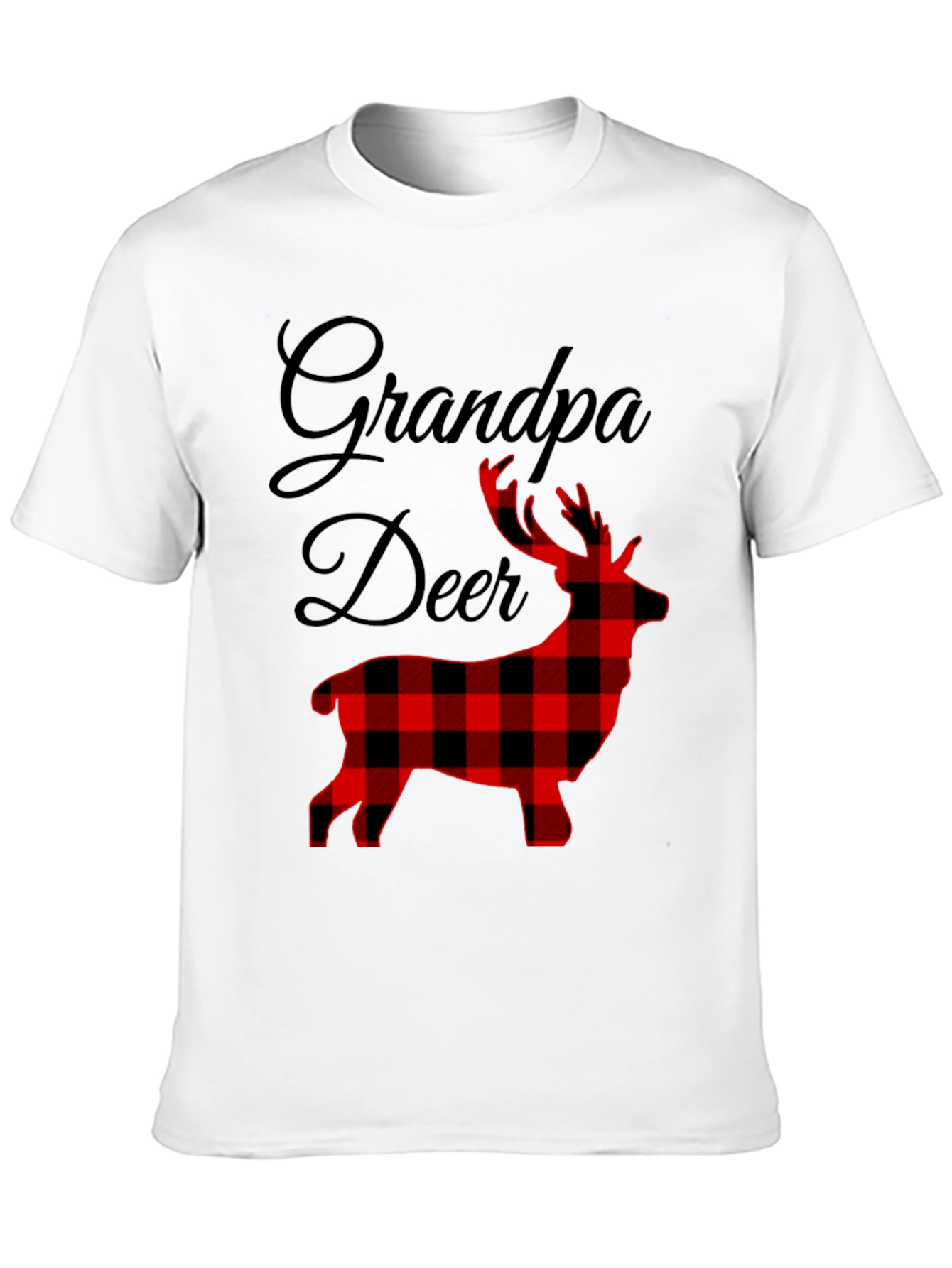 Grandpa Deer Plaid Graphic T-Shirt